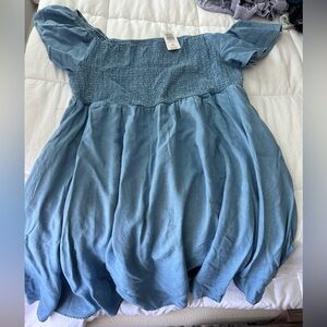 New Chambray Smocked Skater Dress